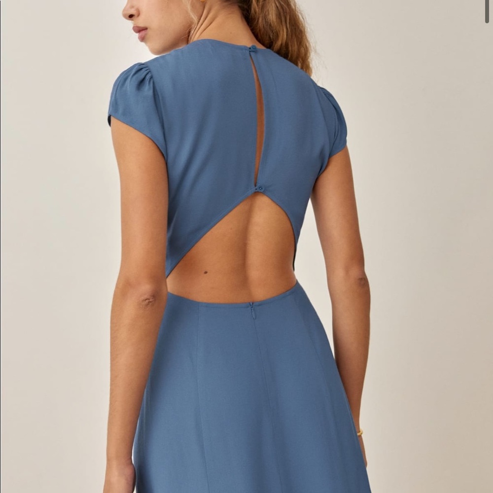 New Petite Reformation Gavin Dress Morning Glory - Picture 2 of 7